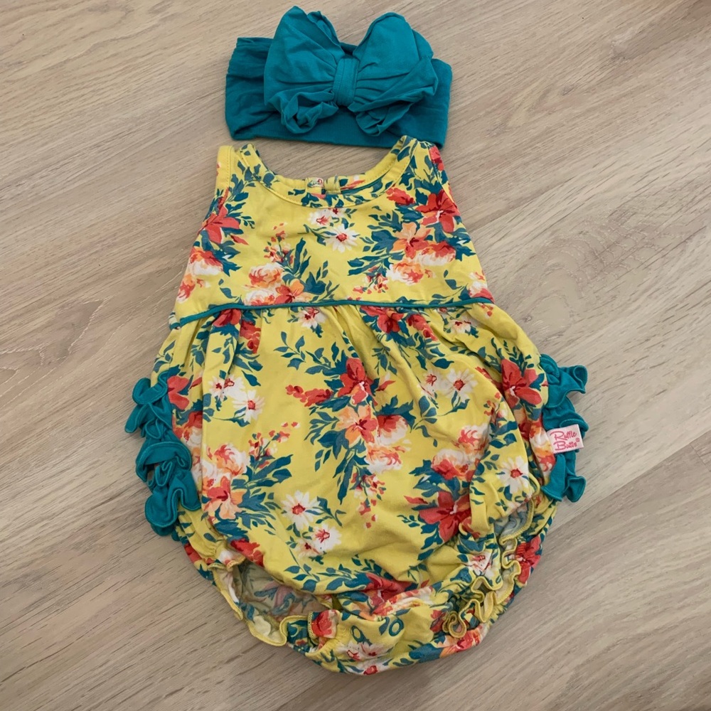 Ruffle Butts bubble romper with matching headband